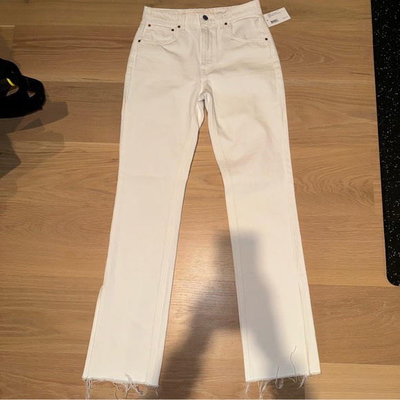 GRLFRND Harlow High-Rise Bootcut Slit Jeans Ivory Silver Strand 26 - Picture 7 of 16